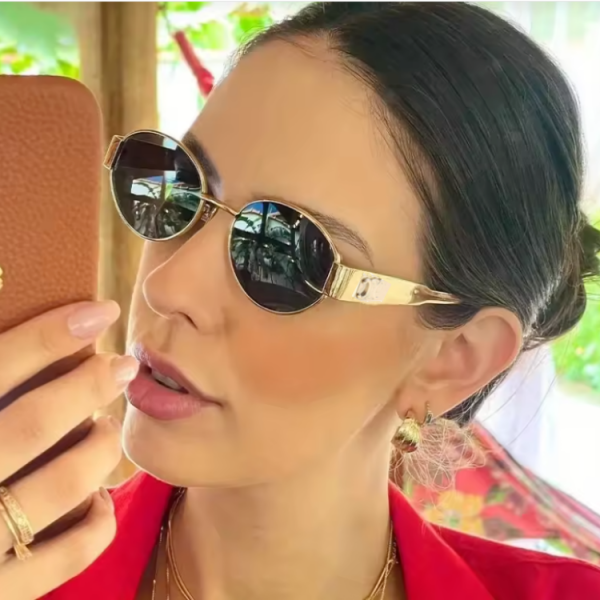 Cyberpunk Oval Metal Letter Sunglasses for Women - High-End Korean Style Retro Hip-Hop Eyewear - European & American Fashion