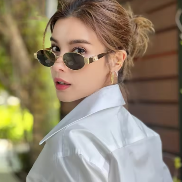Cyberpunk Oval Metal Letter Sunglasses for Women - High-End Korean Style Retro Hip-Hop Eyewear - European & American Fashion