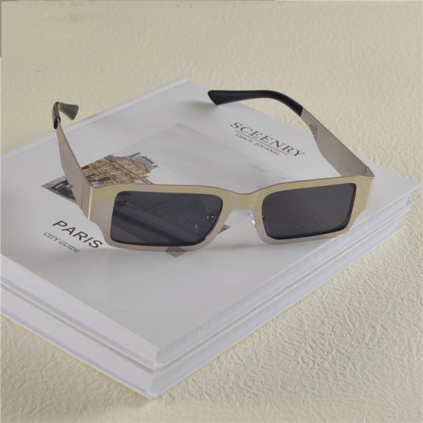 Cyberpunk Rectangular Sunglasses for Men & Women - Trendy Hip-Hop & European-American Style, Ideal for Round Faces