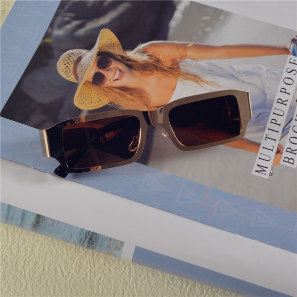 Cyberpunk Rectangular Sunglasses for Men & Women - Trendy Hip-Hop & European-American Style, Ideal for Round Faces