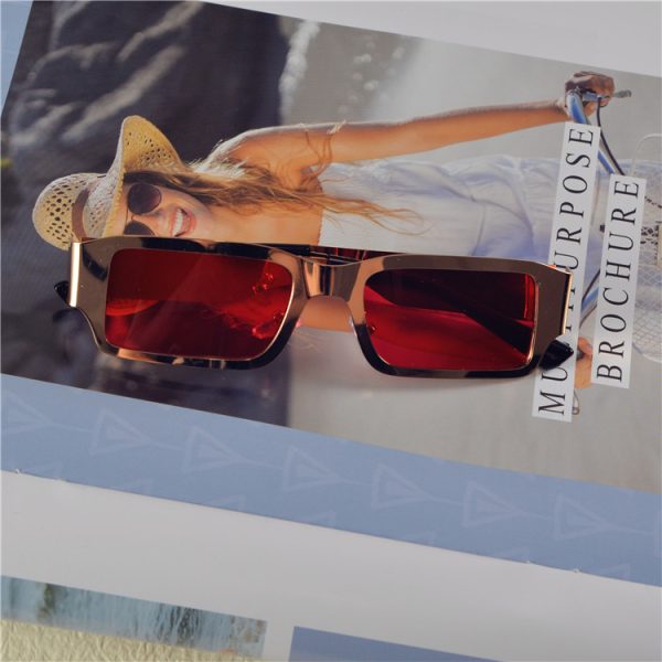 Cyberpunk Rectangular Sunglasses for Men & Women - Trendy Hip-Hop & European-American Style, Ideal for Round Faces