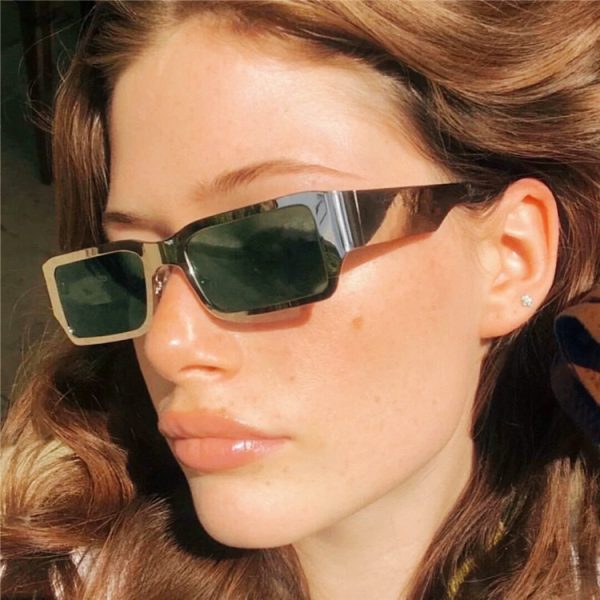 Cyberpunk Rectangular Sunglasses for Men & Women - Trendy Hip-Hop & European-American Style, Ideal for Round Faces