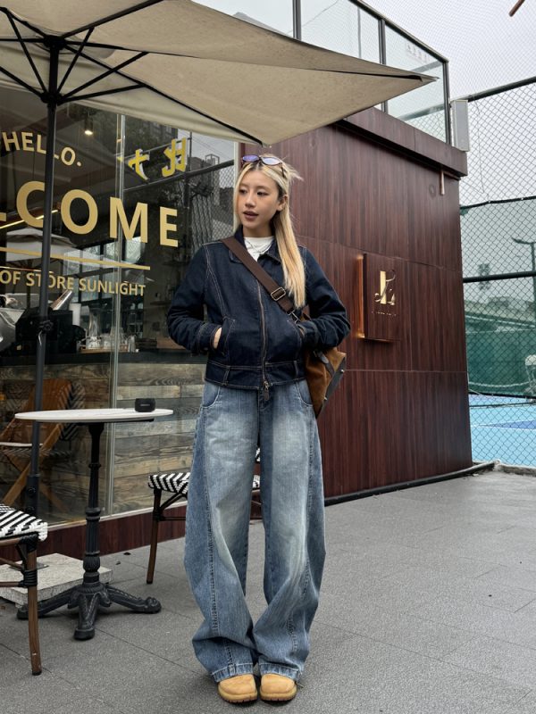 Deconstructed Loose Curved Blade Jeans for Men and Women - Retro American Wash Wide-Leg Casual Pants, Y2K Style