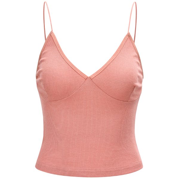 Deep V Ultra-Thin Ribbed Sexy Slim-Fit Camisole for Women - European American Style, Trendy Y2K Fashion