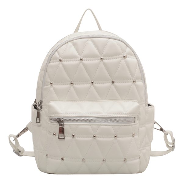 Diamond-Shaped Large Capacity Backpack for Women - Minimalist High-End Style, Fashionable Versatile School Bag for Spring/Summer 2025
