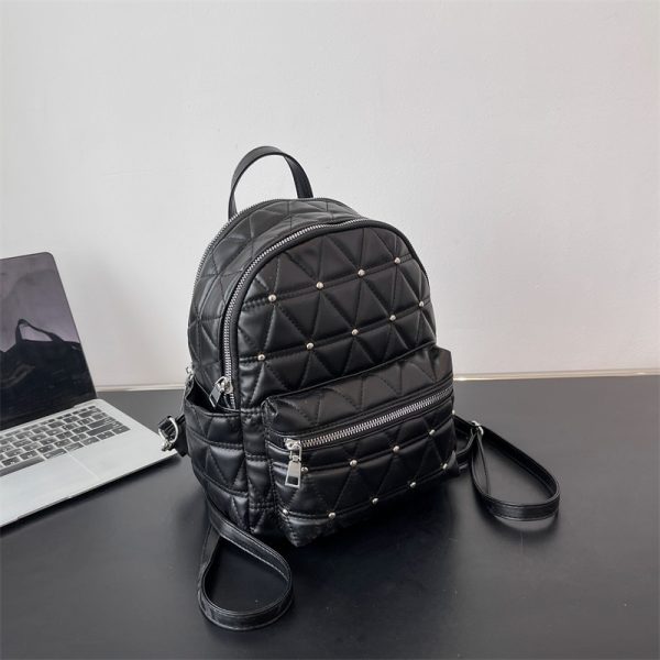 Diamond-Shaped Large Capacity Backpack for Women - Minimalist High-End Style, Fashionable Versatile School Bag for Spring/Summer 2025