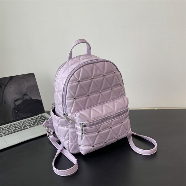 Diamond-Shaped Large Capacity Backpack for Women - Minimalist High-End Style, Fashionable Versatile School Bag for Spring/Summer 2025