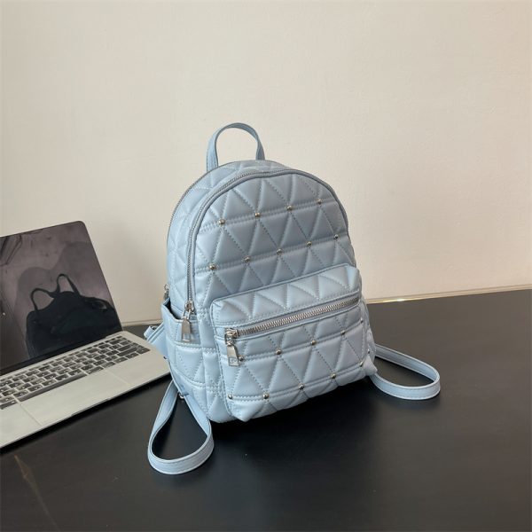 Diamond-Shaped Large Capacity Backpack for Women - Minimalist High-End Style, Fashionable Versatile School Bag for Spring/Summer 2025