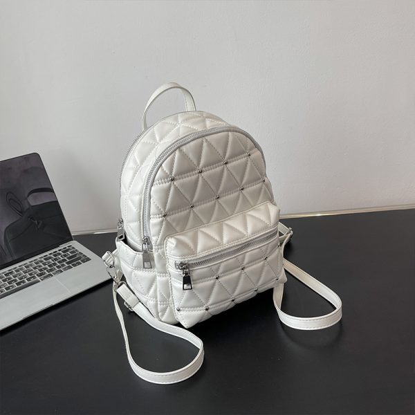 Diamond-Shaped Large Capacity Backpack for Women - Minimalist High-End Style, Fashionable Versatile School Bag for Spring/Summer 2025