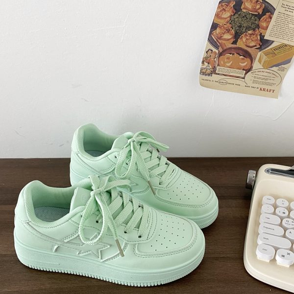 Dopamine Yellow Star Low-Top Sneakers for Women - Versatile Casual Sports Shoes for Spring Summer Trendy Style