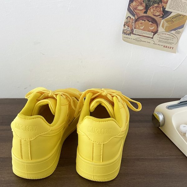 Dopamine Yellow Star Low-Top Sneakers for Women - Versatile Casual Sports Shoes for Spring Summer Trendy Style