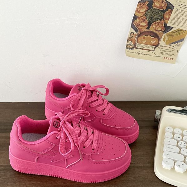 Dopamine Yellow Star Low-Top Sneakers for Women - Versatile Casual Sports Shoes for Spring Summer Trendy Style