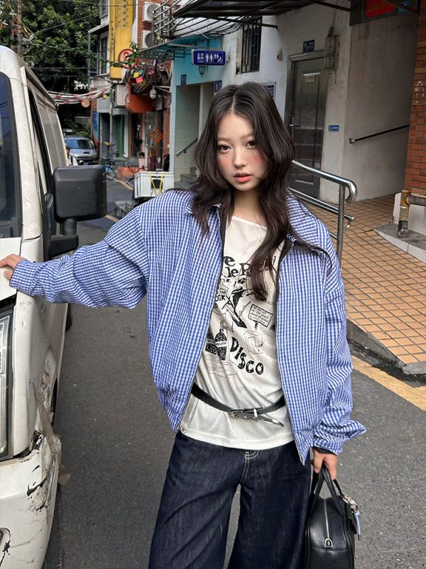 Double-Sided Plaid Work Jacket for Couples - Versatile Loose Top Coat for Spring and Autumn, Trendy National Style