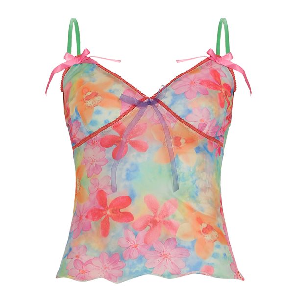Dreamy Clouds Floral Bodycon Ultra-Short Skirt for Women - Low-Waist Brushed Edge Half Skirt in Trendy Y2K Style