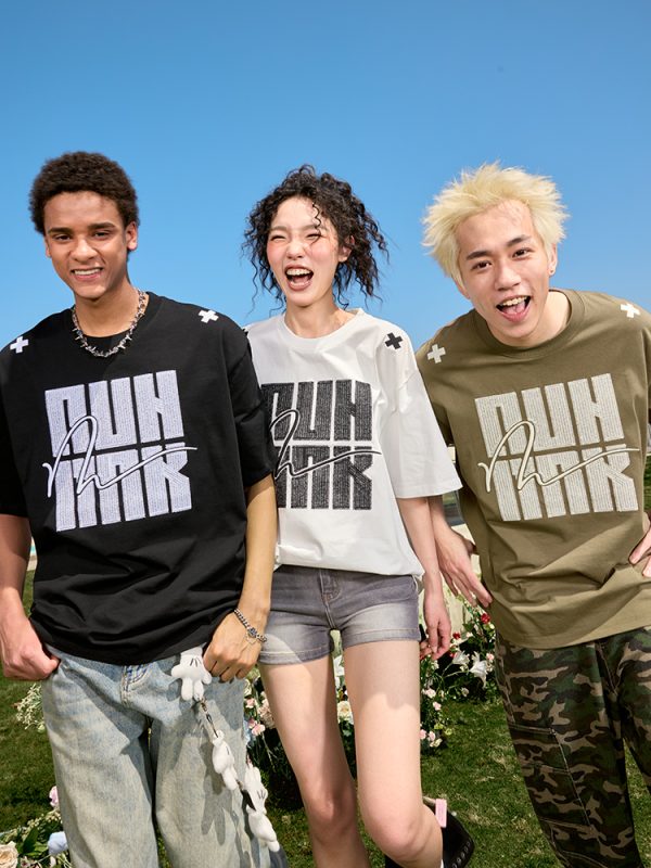 Embroidered Heavyweight Streetwear Letter T-Shirt - American Vintage Loose Fit Short Sleeve Unisex Summer 2025 Fashion