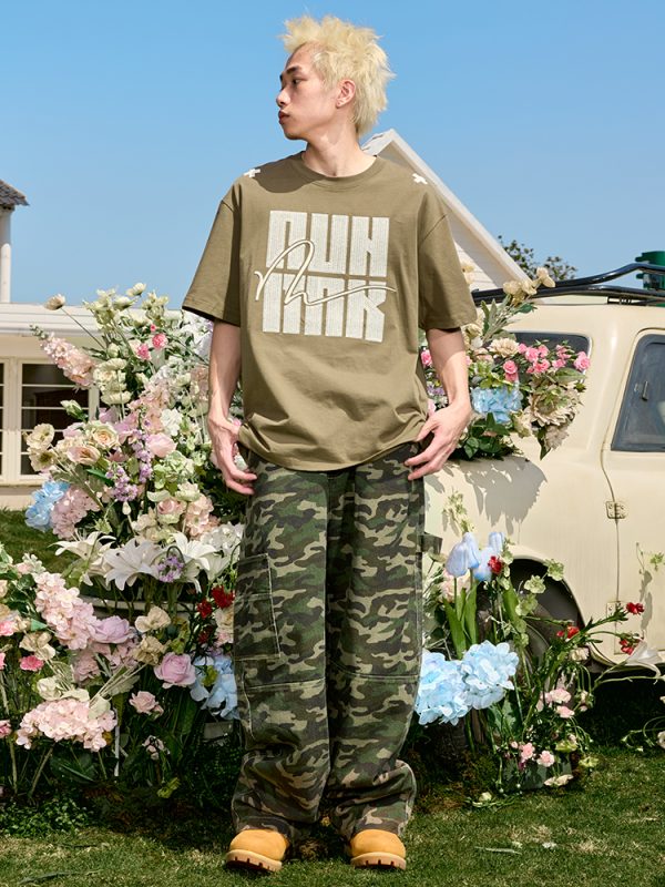 Embroidered Heavyweight Streetwear Letter T-Shirt - American Vintage Loose Fit Short Sleeve Unisex Summer 2025 Fashion