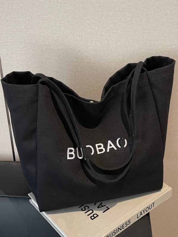 Embroidered Letter Canvas Large Tote Bag for Women - 2025 Shoulder Shopping Bag with High Capacity, Commuter & Lazy Style