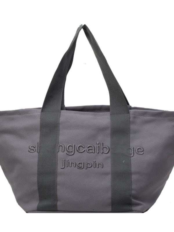 Embroidered Letter Canvas Tote Bag for Women - Large Capacity Handbag for Outings, Commuting, and Everyday Style 2025