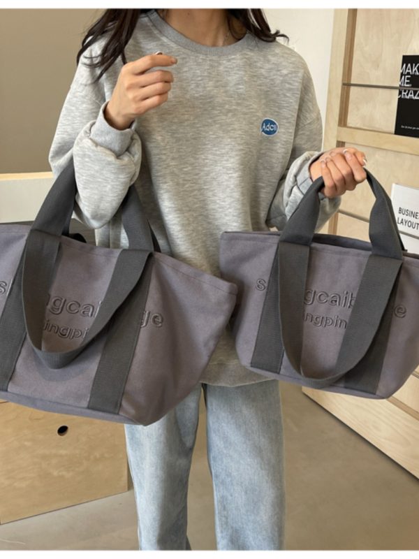 Embroidered Letter Canvas Tote Bag for Women - Large Capacity Handbag for Outings, Commuting, and Everyday Style 2025