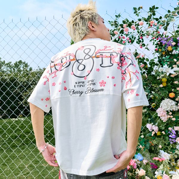Embroidered National Trend Letter Short Sleeve T-Shirt - Vintage American Style, Unisex Loose Fit for Summer 2025 Fashion