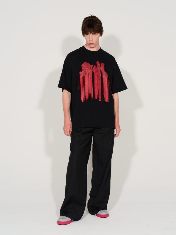 Embroidered Short-Sleeve T-Shirt - Y2K Inspired, Harsh and Cruel Co-Brand, Trendy Graphic Tee for Stylish Outfits