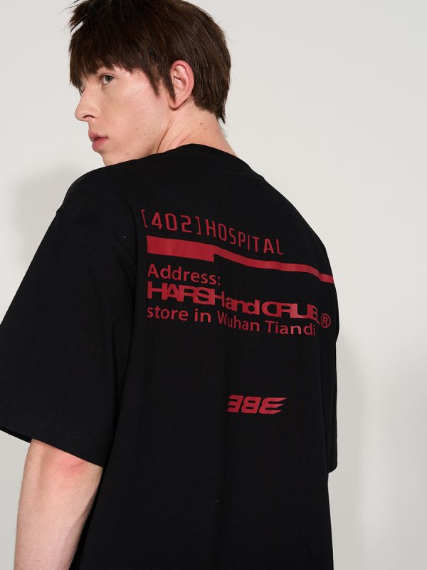 Embroidered Short-Sleeve T-Shirt - Y2K Inspired, Harsh and Cruel Co-Brand, Trendy Graphic Tee for Stylish Outfits