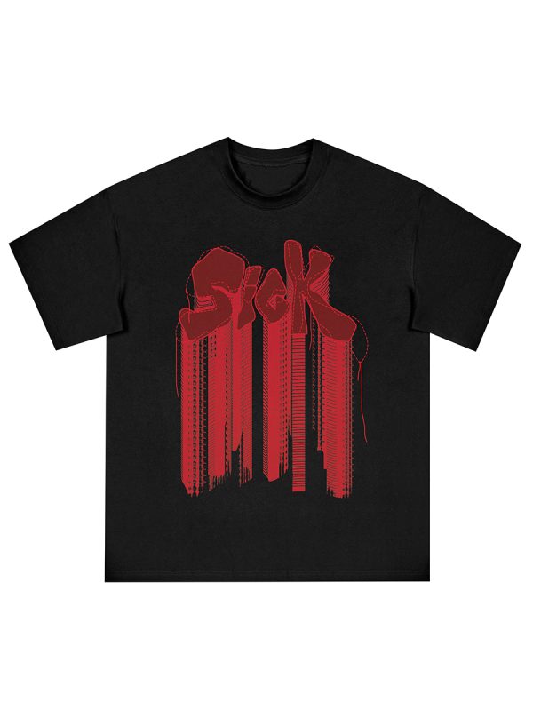 Embroidered Short-Sleeve T-Shirt - Y2K Inspired, Harsh and Cruel Co-Brand, Trendy Graphic Tee for Stylish Outfits
