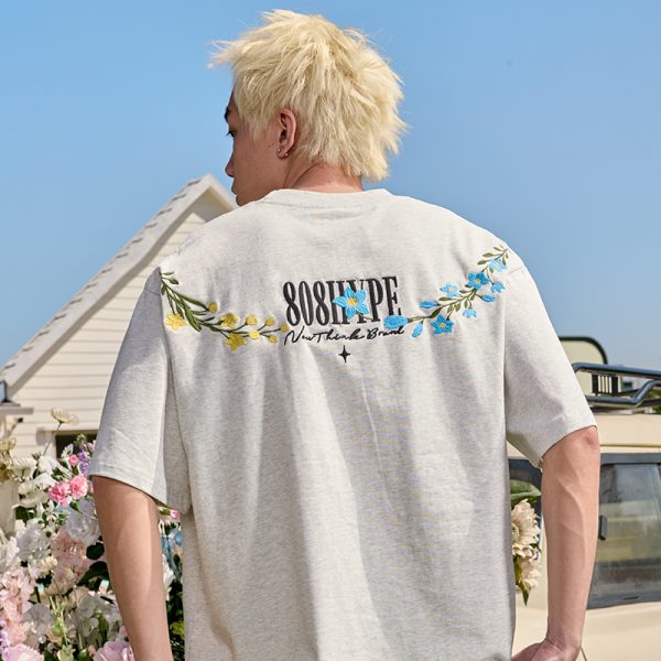 Embroidered Streetwear Short Sleeve T-Shirt, American Vintage Heavyweight Cotton, Loose Fit, 2025 Summer Unisex Fashion