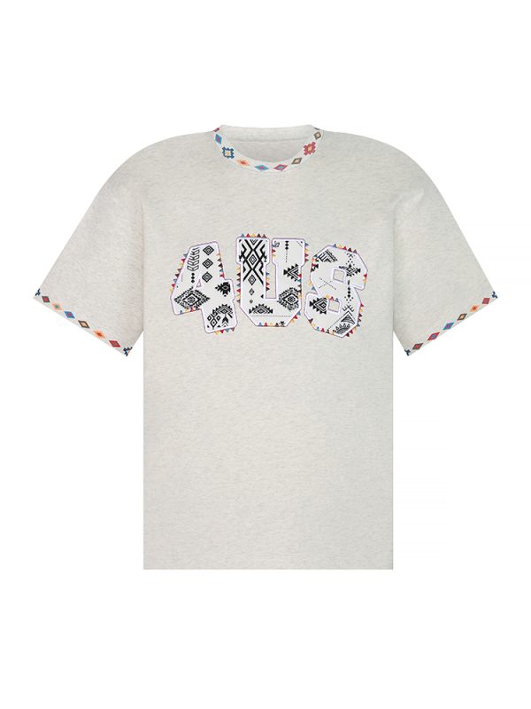 Ethnic Style Letter Pattern Embroidered Collar Short Sleeve Top - Spring/Summer National Trend Fashion