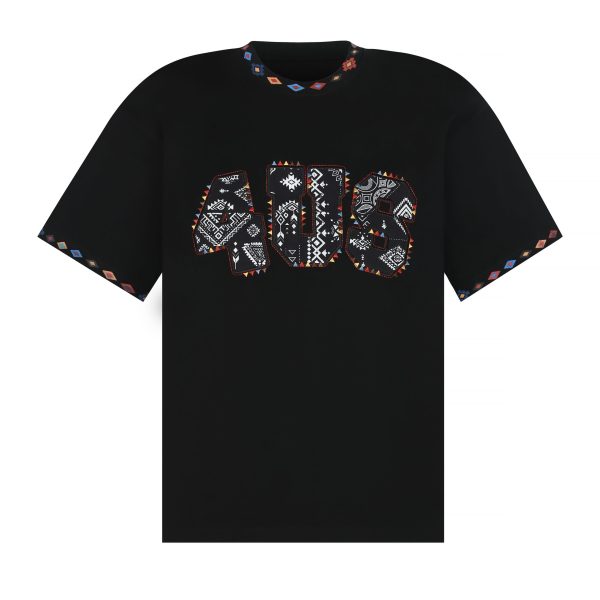 Ethnic Style Letter Pattern Embroidered Collar Short Sleeve Top - Spring/Summer National Trend Fashion