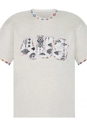 Ethnic Style Letter Pattern Embroidered Collar Short Sleeve Top - Spring/Summer National Trend Fashion