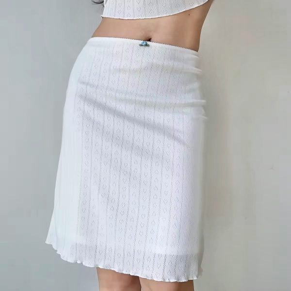 European and American Style Hollow Heart Square Neck Short Sleeve T-Shirt & Bodycon Skirt Two-Piece Set for Women - Y2K Fashion