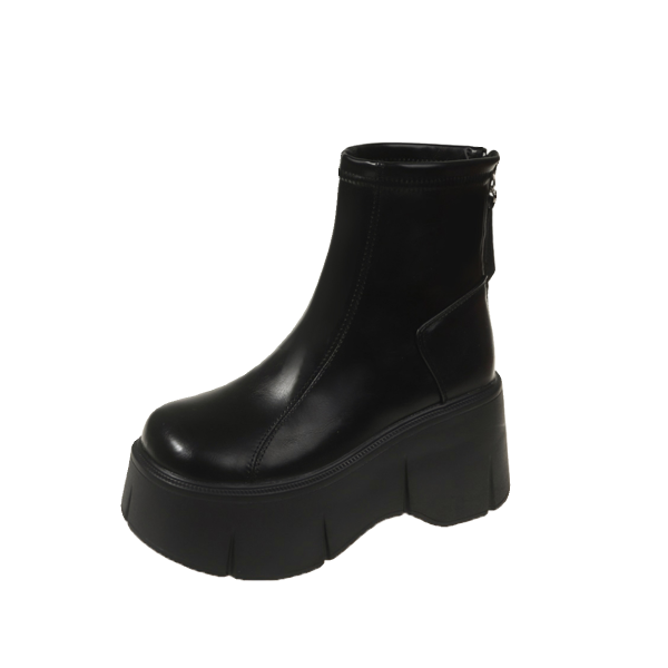 European Martin Boots for Women - Plush Thick-Soled Winter Model, Height-Increasing Brown Casual Short Boots