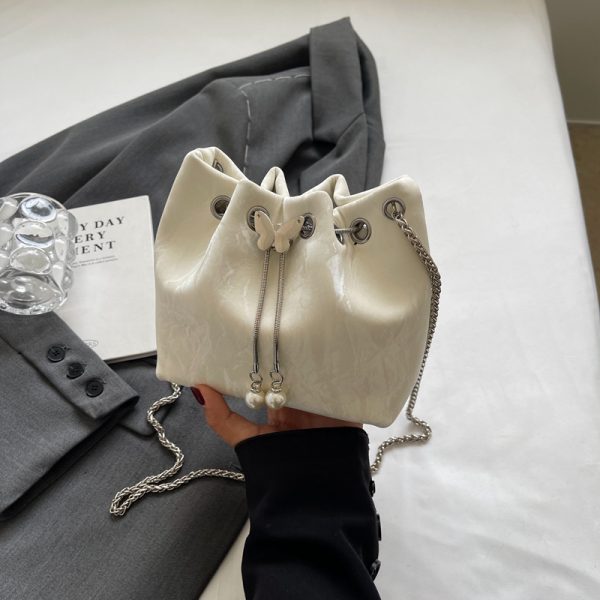 Exquisite Summer Crossbody Handbag for Women - Small Silver Chain Bucket Bag 2025 Trend