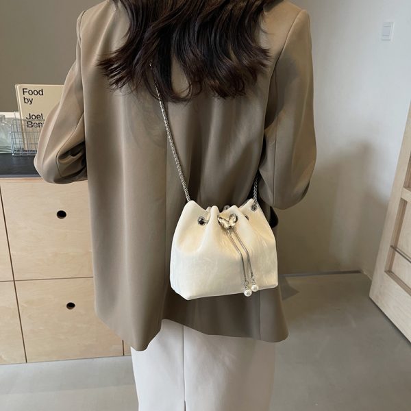 Exquisite Summer Crossbody Handbag for Women - Small Silver Chain Bucket Bag 2025 Trend