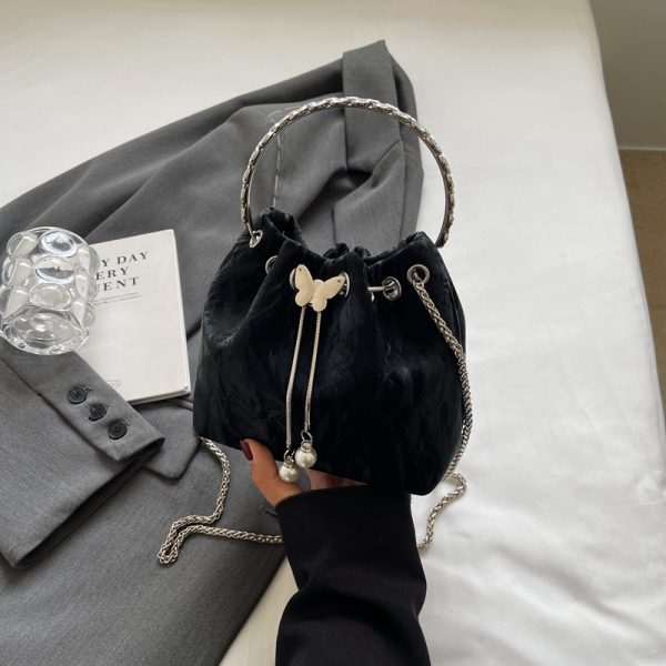 Exquisite Summer Crossbody Handbag for Women - Small Silver Chain Bucket Bag 2025 Trend
