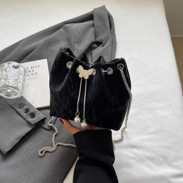 Exquisite Summer Crossbody Handbag for Women - Small Silver Chain Bucket Bag 2025 Trend