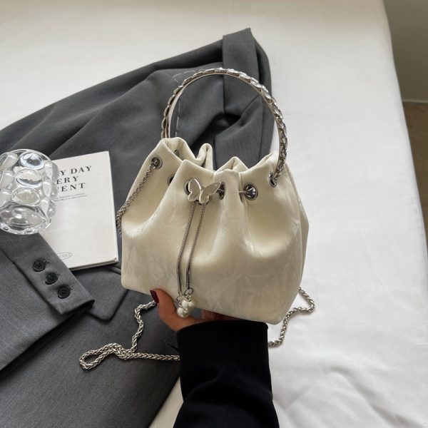 Exquisite Summer Crossbody Handbag for Women - Small Silver Chain Bucket Bag 2025 Trend