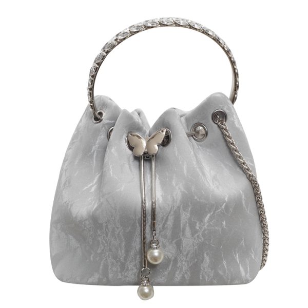 Exquisite Summer Crossbody Handbag for Women - Small Silver Chain Bucket Bag 2025 Trend
