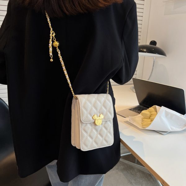 Exquisite Women's Crossbody Bag 2025 - High-End Diamond Pattern Chain Mobile Phone Bag for Summer Fashion