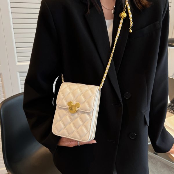 Exquisite Women's Crossbody Bag 2025 - High-End Diamond Pattern Chain Mobile Phone Bag for Summer Fashion