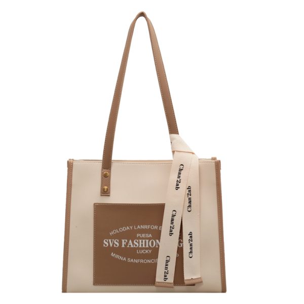 Fashionable Large Capacity Shoulder Tote Bag for College Students - Textured Niche Design for Spring/Summer 2025