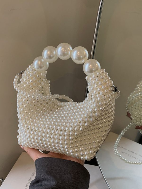 Fashionable Pearl Woven Handbag for Women, Niche Design Crossbody Bag, 2025 Spring/Summer Style