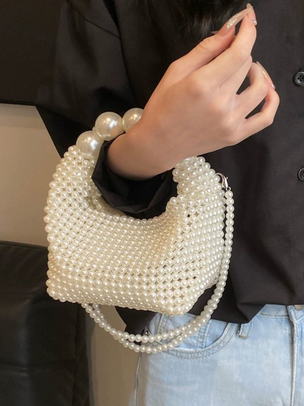 Fashionable Pearl Woven Handbag for Women, Niche Design Crossbody Bag, 2025 Spring/Summer Style