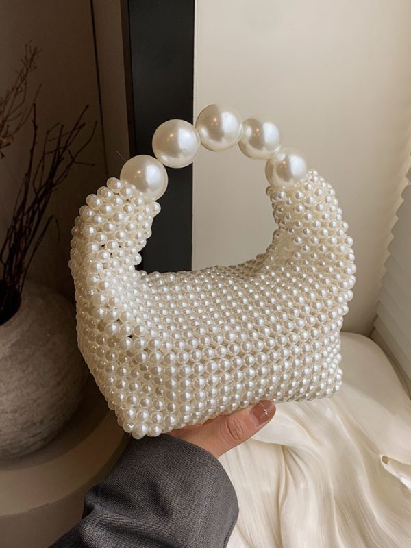 Fashionable Pearl Woven Handbag for Women, Niche Design Crossbody Bag, 2025 Spring/Summer Style