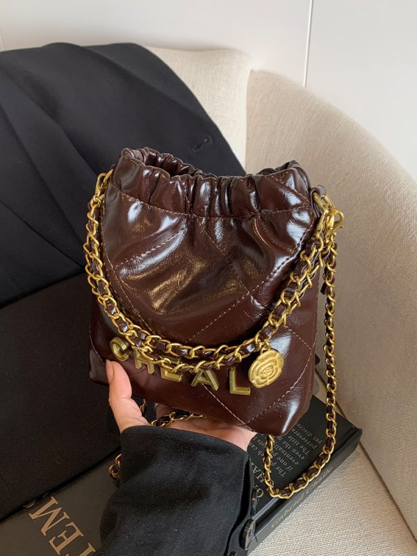 Fashionable Small Bucket Bag for Women - 2025 Spring/Summer Collection, High-End Diamond Pattern, Versatile Crossbody Shoulder Bag