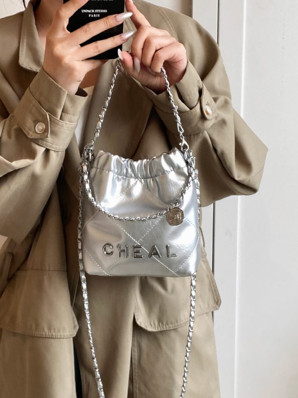 Fashionable Small Bucket Bag for Women - 2025 Spring/Summer Collection, High-End Diamond Pattern, Versatile Crossbody Shoulder Bag