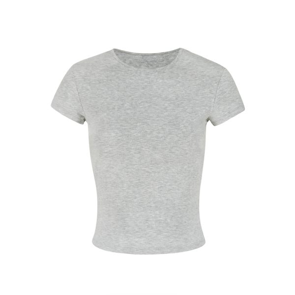 Fitted White Short Sleeve T-Shirt for Women, Slim Fit, Stretchy Cotton, Chest Cutout, American Spicy Girl Style, Casual Chic Top