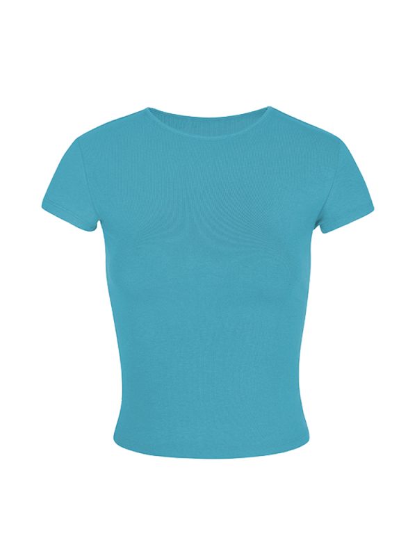 Fitted White Short Sleeve T-Shirt for Women, Slim Fit, Stretchy Cotton, Chest Cutout, American Spicy Girl Style, Casual Chic Top