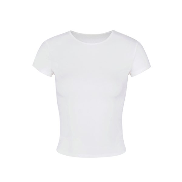 Fitted White Short Sleeve T-Shirt for Women, Slim Fit, Stretchy Cotton, Chest Cutout, American Spicy Girl Style, Casual Chic Top